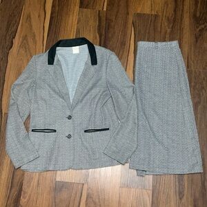 Vintage 1960’s 70s Stylecraft 504 Herringbone Skirt Suit Polyester Button Peplum